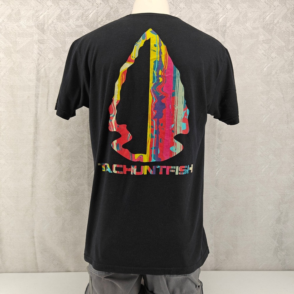 TacHuntFish Live The Lifestyle Black Graphic Shirt Mens XL Arrowhead Icon Back